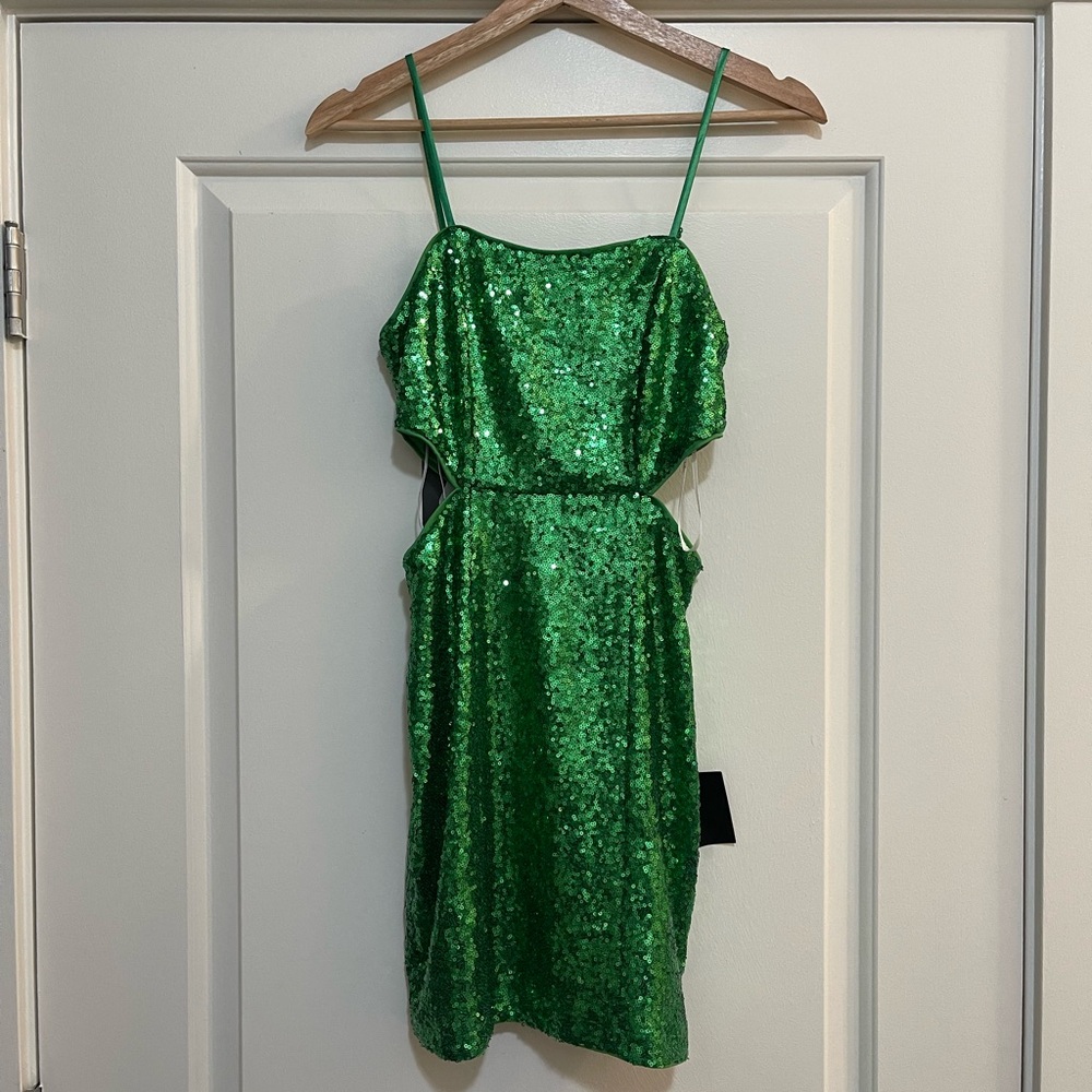 LULUS Shining Glam Green Sequin Cutout Bodycon Mini Dress - Picture 5 of 10